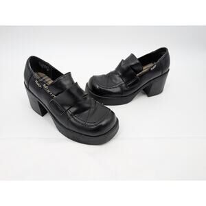 Mudd Tempo 90's Y2K Platform Chunky Heel Loafers Vegan Black Women's 7.5